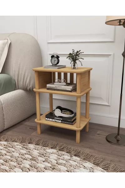 خزانة جانبية ليندي بسيطة من MDF بأقدام خشبية وتصميم عصري؛ غرفة النوم - غرفة المعيشة - المكتب