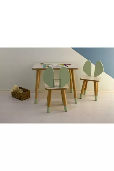 طقم طاولة أنشطة بطبقة للكتابة والمسح بأسلوب مونتيسوري وكرسي بمساند للأذنين