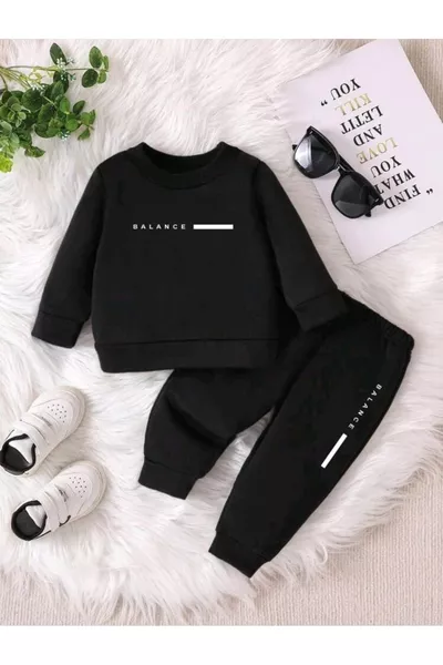 Children's Crew Neck Long Sleeve 2-Piece Top and Bottom Set