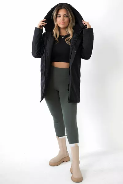 Veste d'hiver pour femme avec doublure polaire noire, imperméable au vent et à l'eau, à capuche & manteau & parka