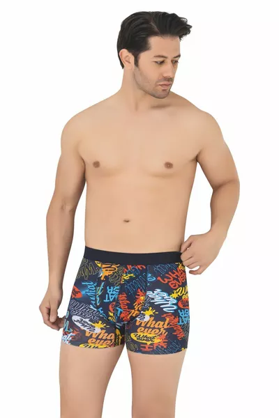 بوكسر رجالي قطن عادي مطاطي بنقوش - عبوة خاصة من  قطع