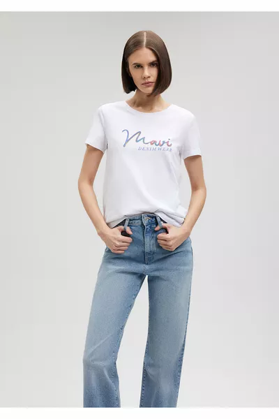 Printed White T-Shirt Slim Fit / Slim Cut 