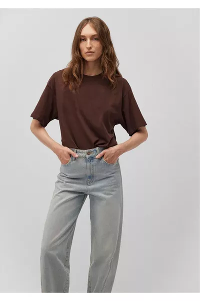 X Avontuur Superkwaliteit Dames % Katoen Koffiekleurige Ronde Hals Oversized Boyfriend T-shirt