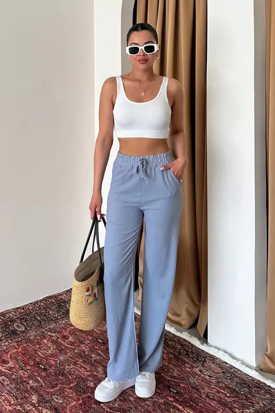 Pantalon femme à jambe large, coupe confortable