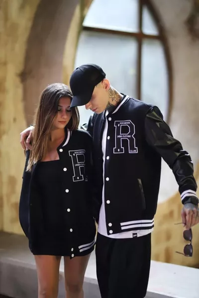 Унисекс Оувърсайз Черно Complex Кол кожено колежанско яке