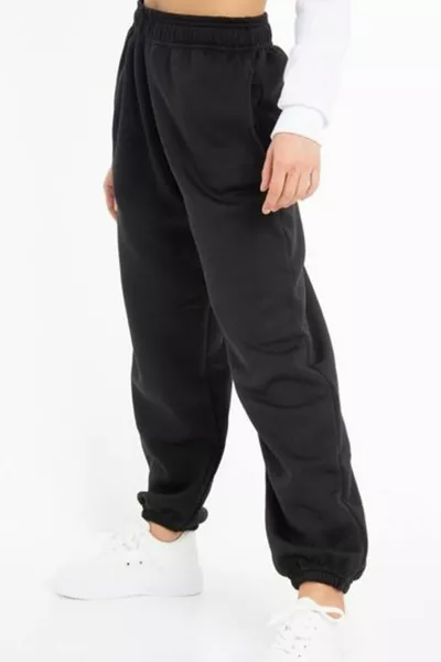 Oversize Loose Fit Bein Elastische Jogginghose mit hoher Taille Ultra Shabby Schwarze Jogginghose Täglich