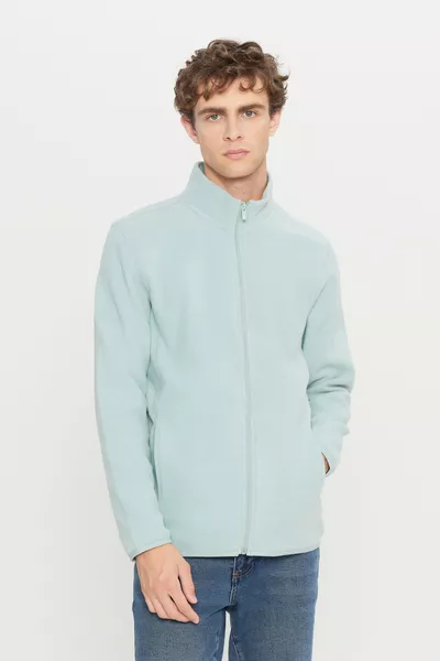 سترة رجالية من القماش الفانيلا ضد الالتصاق بالوبر، قصّة عادية، بياقة عالية، سويت شيرت بولار