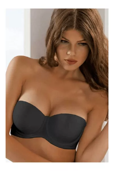 Дамски сутиен без презрамки с черна подплата и силиконови ивици 