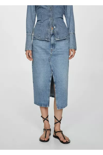 تنورة دنيم متوسطة الطول