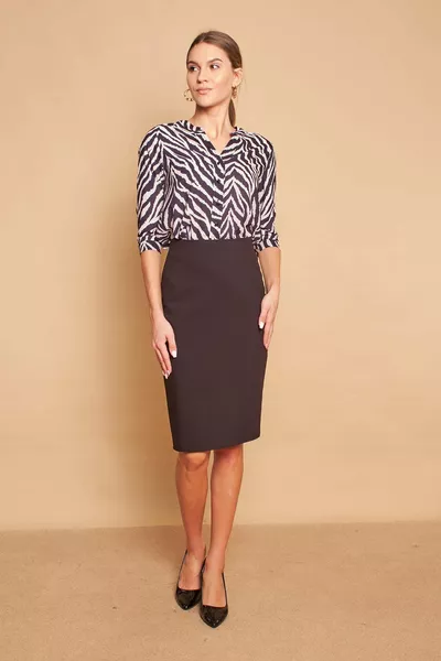 Подкладная юбка-карандаш с высокой талией ниже колена, слегка эластичная, с разрезом, офисная тканевая юбка - черная