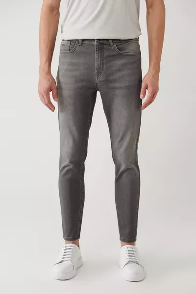 Мужские серые джинсы Rio skinny с эффектом потертости и эластичной тканью 