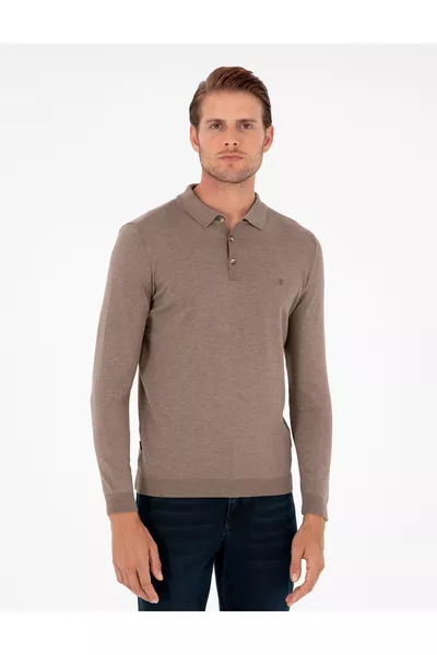 Vizon Melange Slim Fit Polo Hals Basis Trui 
