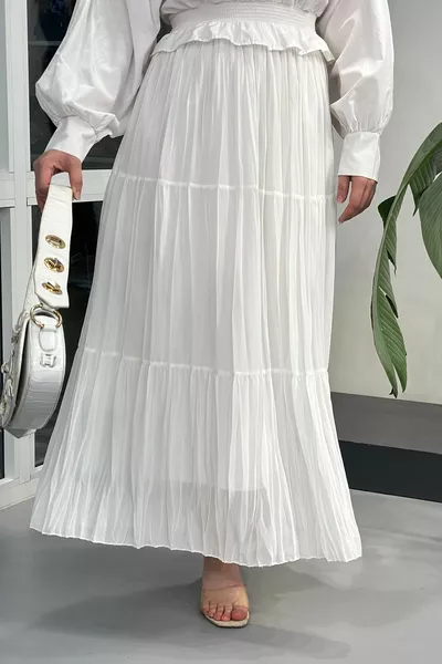 Women's White Skirt with Chiffon Lining 
