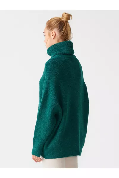  سترة بياقة صياد واسعة - زمردي