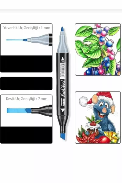 Marker -delige set met tas Draagbare marker set  kleuren dubbelzijdige markeerstiften set