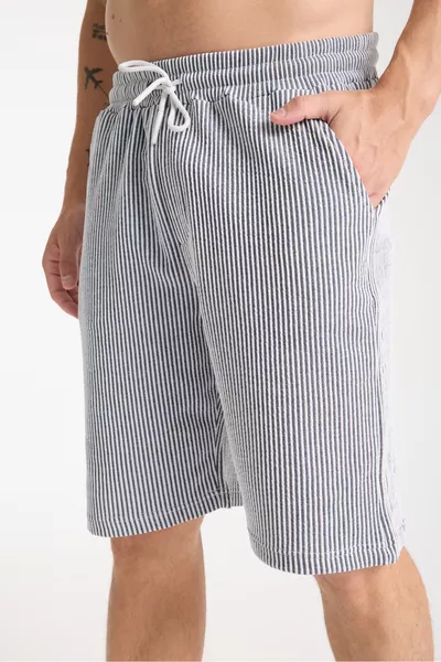 Men's Striped Shorts with Back Pocket Detail
