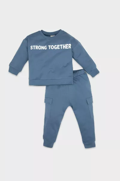 Erkek Bebek 2'li Takım Baskılı Sweatshirt Eşofman Altı ns