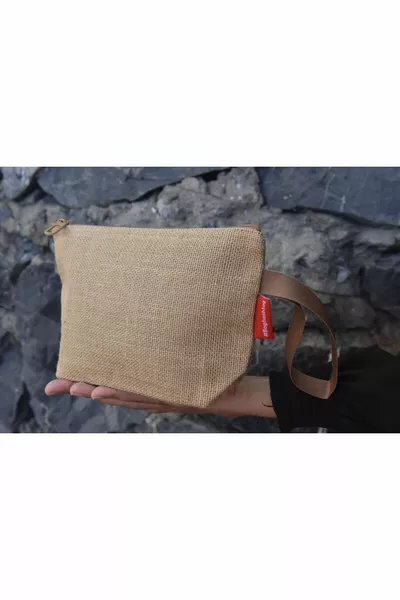 Glinsterende Geplooide Jute Strandtas