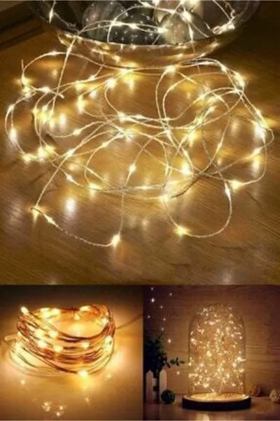 5 meter gele LED-slinger op batterijen