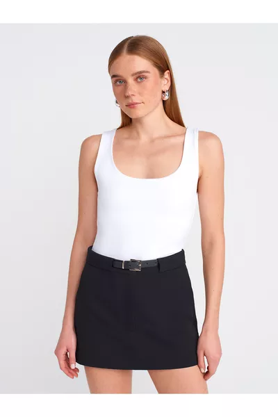 قميص داخلي بولياميد بسواريه عريض - أبيض