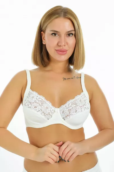 حمالة صدر نسائية بلون الإكرو مع دانتيل ودعامات لتقليل الحجم وجمع الصدر -كاميليا