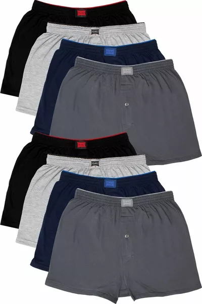 8-Pack Passion Men's Cotton Boxer Shorts with Towel Waist, Mixed Colors