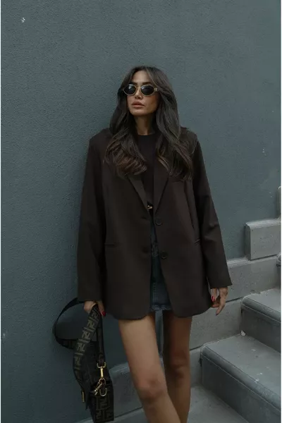 Brown Oversized Blazer Jacket