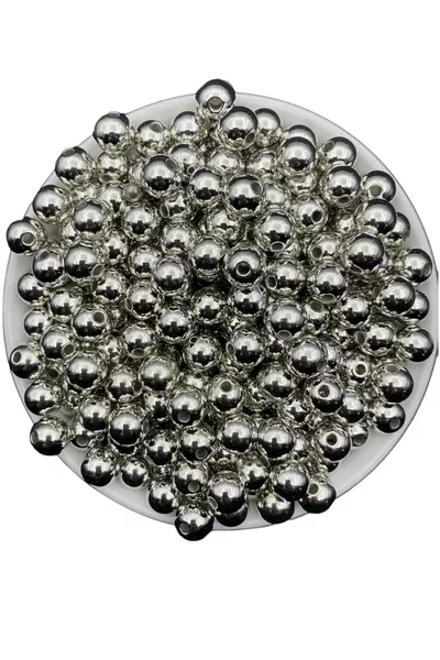 mm Zilver-nikkel Kleur CCB Gemetalliseerd Metaal Uiterlijk Plastic Kralen, sieradenkralen (g, ~ Stuks)