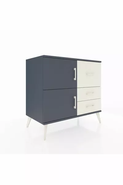 Hyperion Şifonyer Tek Raflı 3 Çekmeceli 2 Kapaklı  Antrasit-Antrasit/Aytaşı