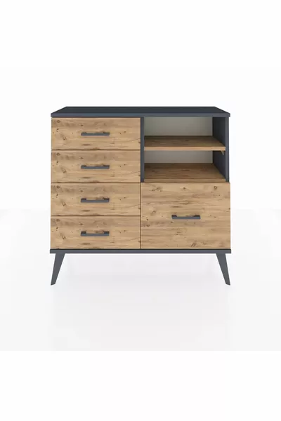 Arges Şifonyer 2 Raflı 5 Çekmeceli  Antrasit-Çam