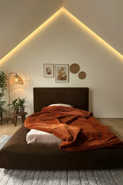 DuoBed Guest Bed with Ribbed Plush Base + Headboard + Mattress Twin Bed