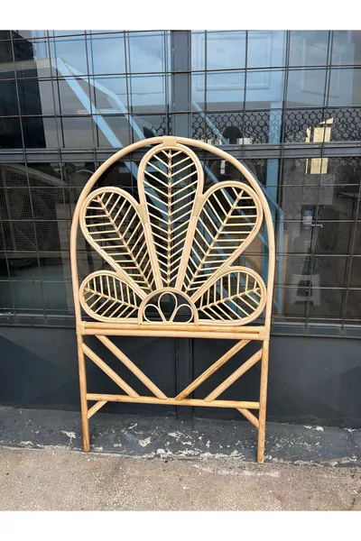 Bamboo Rattan Woven Single Bed Headboard cm Natural Color