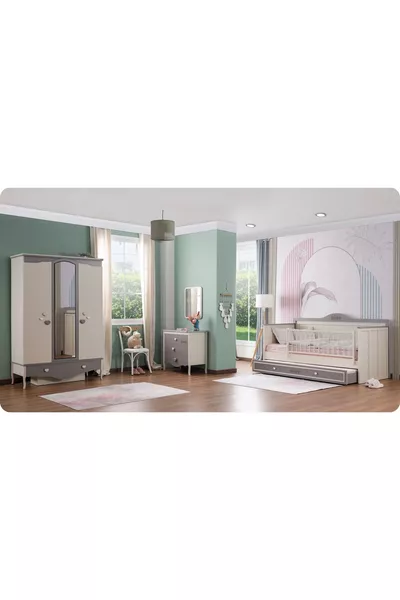 غرفة الأطفال جولييت (خزانة بثلاث أبواب + مونتيسوري + كومودينو)