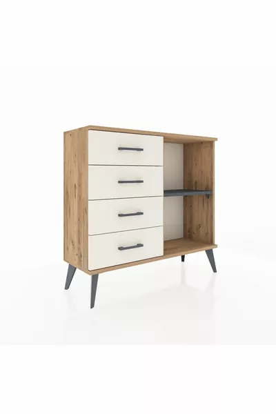 خزانة أرجس بدرج واحد وأربعة أدراج، خشب صنوبر - أنترسايت/حجر رملي