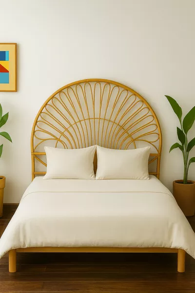 Tête de lit double en bambou  Cm, tête de lit double en rotin