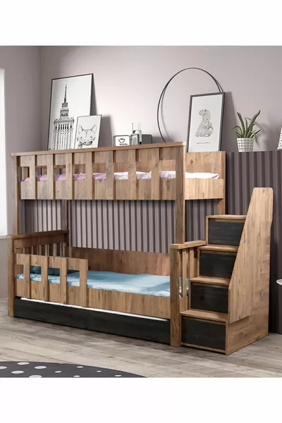 Двухъярусная кровать Ranza, профиль MDF Diva, с лестницей Diva, съемная, трехъярусная