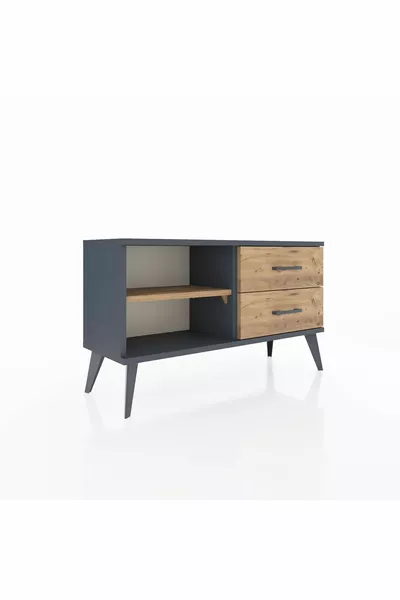 خزانة أرجس بدرجين ورف واحد أنثراسيت-صنوبر