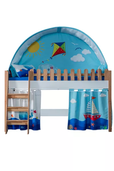 Letto a castello in legno My House Montessori Casa Gioco X Blu