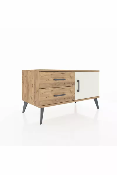 خزانة هايبريون رف واحد، درجين، باب واحد، خشب الصنوبر/رملي الصنوبر