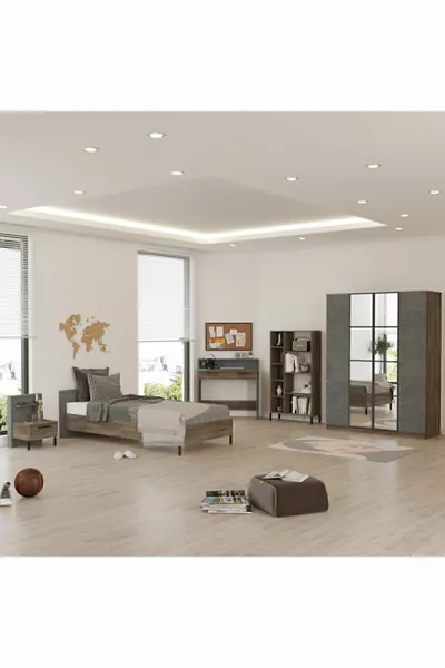 Teeny Teen Bedroom Set 5-Piece Concrete-Brown -CG