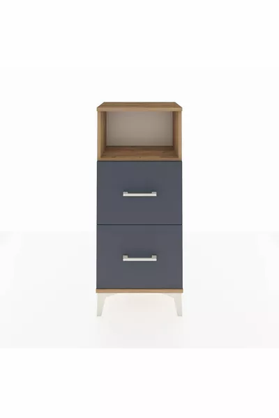 Comodino Arges a Telaio Singolo con 2 Cassetti Pino-Antracite