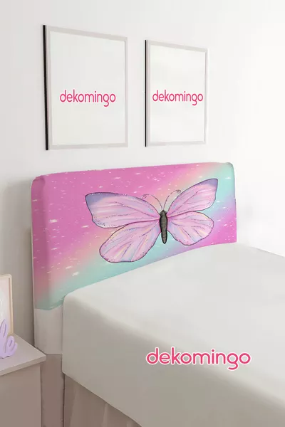 PEMBE KELEBEK DESENLİ BAZA BAŞLIK KILIFI ( TEK KİŞİLİK )