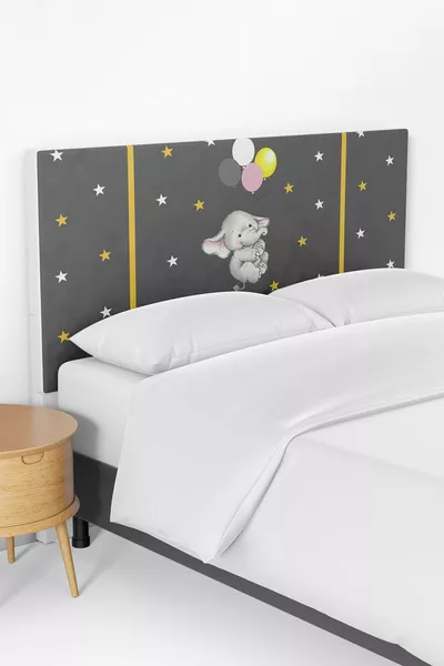 Balonlu Fil Desenli Yatak Baza Başlık Kılıfı 