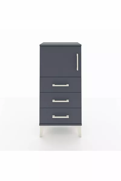 Arges Komodin Tek Raflı 3 Çekmeceli Tek Kapaklı  Antrasit-Antrasit