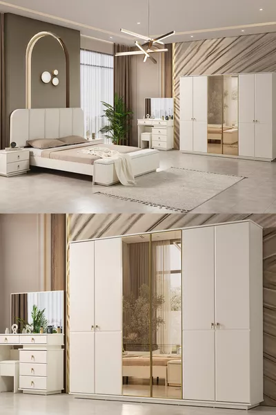 Masal Benchli Moderne Slaapkamer Set met 6 Deuren