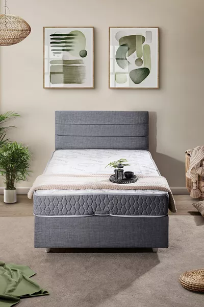 Sofia Tek Kişilik Baza Başlık Comfort Yatak Seti Gri