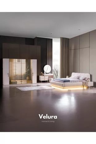 Ensemble de chambre Tress (armoire à 6 portes + commode + table de chevet + lit)