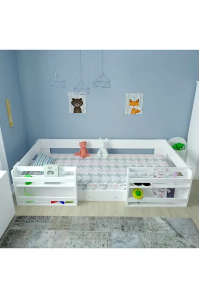 سرير فيغا مونتيسوري مع خزانة كتب من MDF