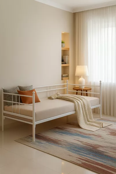 Lit de jour Soho Simple Canapé Lit Cadre en métal Blanc