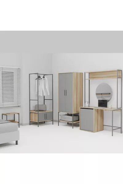 Комплект мебели за хотелски стаи Modulago Maxi Антрацит и Орех